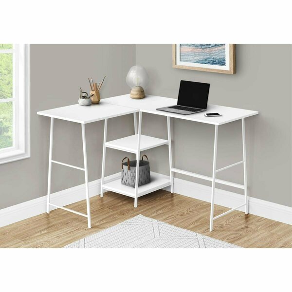 Daphnes Dinnette 48 in. White Top & Metal Corner Computer Desk DA3076422